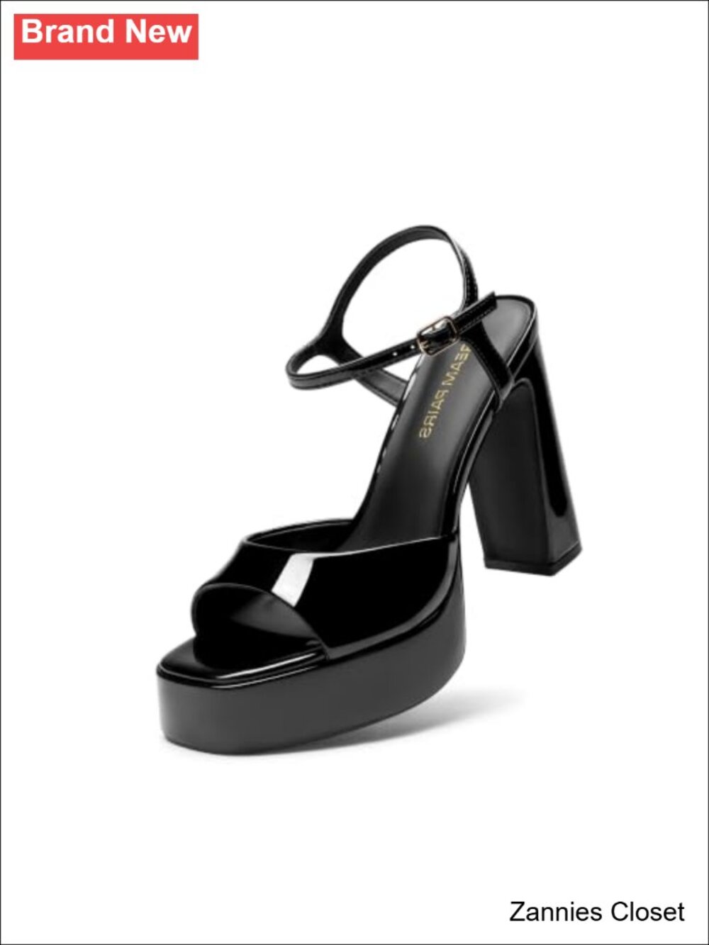 ✨ DREAM PAIRS Faux Leather Platform Heeled Sandals Square Toe Ankle Strap